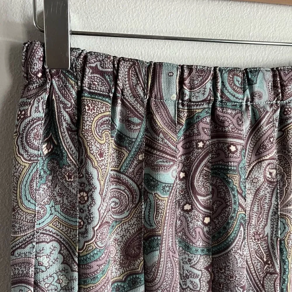 Vintage Koret Petite Paisley Pleated Midi Skirt Boho Cottagecore Size 4
